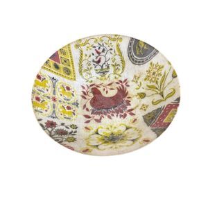 MCM Mid Century Fiberglass Bowl  Size 11” x 3” high rooster flowers